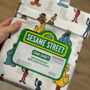 Workshop Republic Clothing Sesame Street Crib Sheet - White and Multicolor
